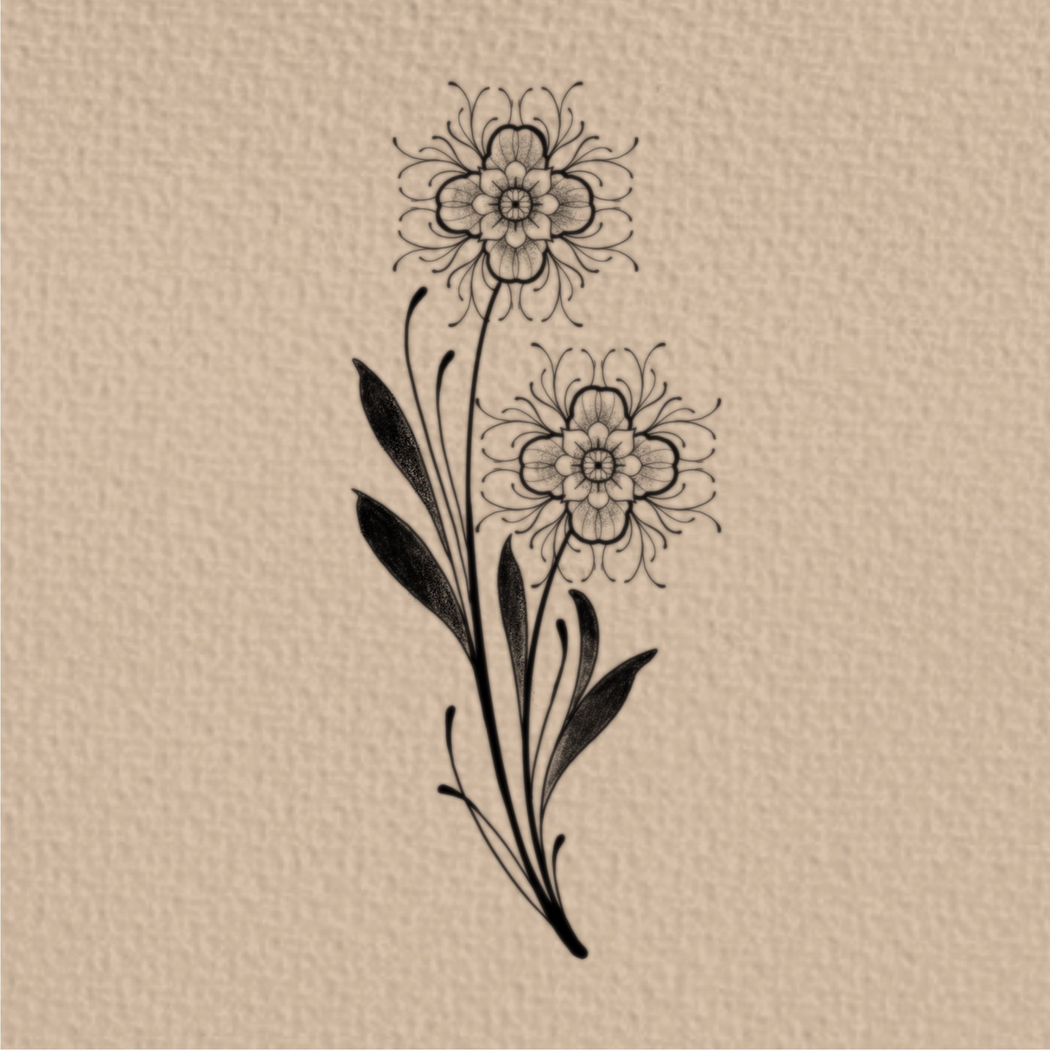 Ornamental lotus flower tattoo